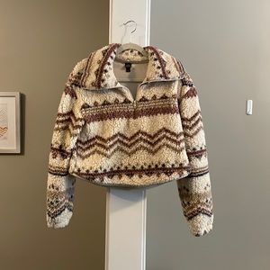 Wild Fable Half Zip Cropped Jacket Coat Fuzzy Cozy Women’s Small